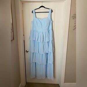 Elegant Light Blue Tiered Dress